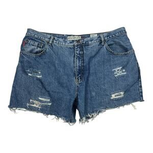 Bugle Boy VTG Distressed Cut Off High Rise Frayed Jean Denim Shorts 16/18